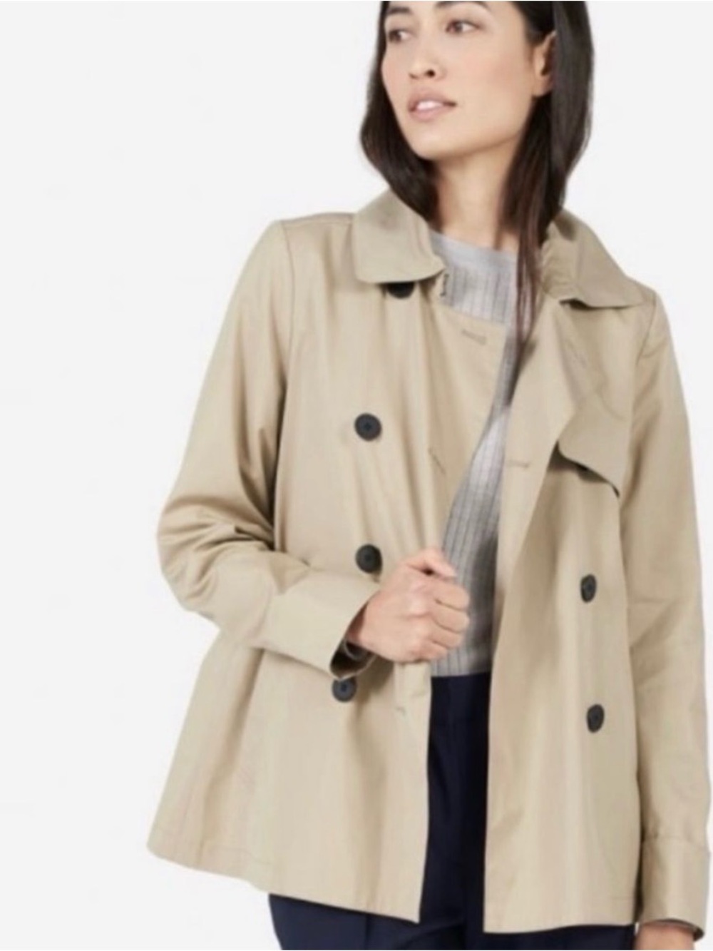 Beige Double-Breasted Women's Trench Coat